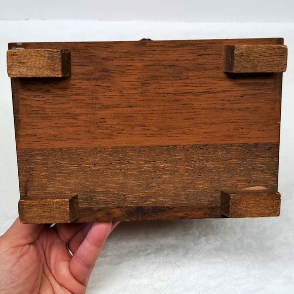 - Vintage 3 drawer wood armoire style jewelry box with metal pull handles - Picture 8 of 9